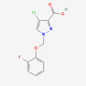 molecular formula C11H8ClFN2O3 B12934296 4-Chloro-1-((2-fluorophenoxy)methyl)-1H-pyrazole-3-carboxylic acid 