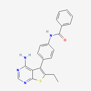 molecular formula C21H18N4OS B12934343 N-(4-(4-Amino-6-ethylthieno[2,3-d]pyrimidin-5-yl)phenyl)benzamide CAS No. 605660-62-6