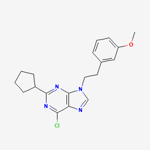 molecular formula C19H21ClN4O B12934392 6-Chloro-2-cyclopentyl-9-[2-(3-methoxyphenyl)ethyl]-9H-purine CAS No. 834894-17-6