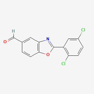 molecular formula C14H7Cl2NO2 B12934791 2-(2,5-Dichlorophenyl)benzo[d]oxazole-5-carbaldehyde 