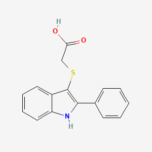 molecular formula C16H13NO2S B12934958 2-[(2-phenyl-1H-indol-3-yl)sulfanyl]acetic acid CAS No. 54466-89-6