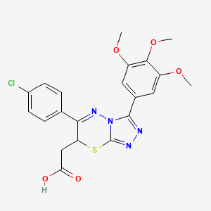 2-(6-(4-Chlorophenyl)-3-(3,4,5-trimethoxyphenyl)-7H-[1,2,4]triazolo[3,4-b][1,3,4]thiadiazin-7-yl)acetic acid