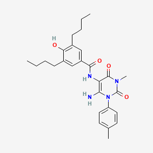 N-[6-Amino-3-methyl-1-(4-methylphenyl)-2,4-dioxo-1,2,3,4-tetrahydropyrimidin-5-yl]-3,5-dibutyl-4-hydroxybenzamide