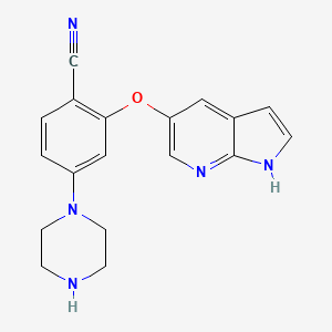 2-((1H-Pyrrolo[2,3-b]pyridin-5-yl)oxy)-4-(piperazin-1-yl)benzonitrile