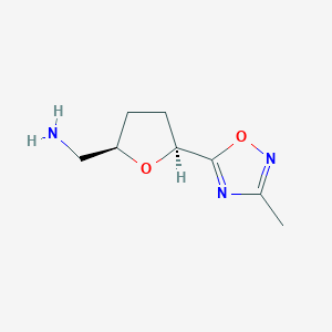 molecular formula C8H13N3O2 B12935555 ((2R,5S)-5-(3-Methyl-1,2,4-oxadiazol-5-yl)tetrahydrofuran-2-yl)methanamine 