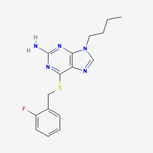 molecular formula C16H18FN5S B12935873 9-Butyl-6-((2-fluorobenzyl)thio)-9H-purin-2-amine CAS No. 1581-23-3