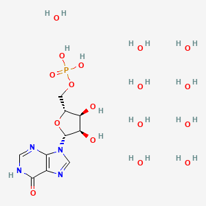 molecular formula C10H31N4O17P B12936186 ((2R,3S,4R,5R)-3,4-Dihydroxy-5-(6-hydroxy-9H-purin-9-yl)tetrahydrofuran-2-yl)methyl dihydrogen phosphate nonahydrate CAS No. 220374-02-7