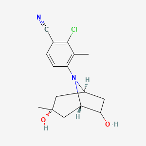 molecular formula C16H19ClN2O2 B12936257 2-Chloro-4-((1S,3R,5S)-3,6-dihydroxy-3-methyl-8-azabicyclo[3.2.1]octan-8-yl)-3-methylbenzonitrile 