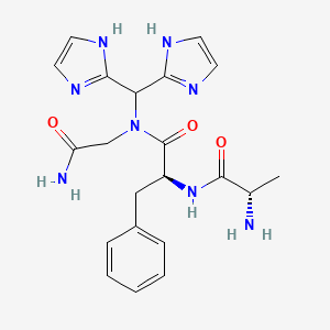 molecular formula C21H26N8O3 B12936581 L-Alanyl-L-phenylalanyl-N-(di-1H-imidazoL-2-ylmethyl)-glycinamide 