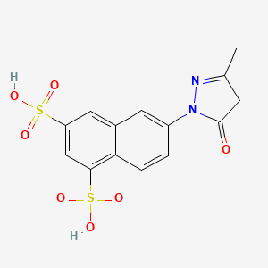 B1293693 1,3-Naphthalenedisulfonic acid, 6-(4,5-dihydro-3-methyl-5-oxo-1H-pyrazol-1-yl)- CAS No. 7277-87-4