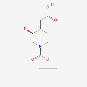 molecular formula C12H20FNO4 B12937305 2-((3S)-1-(tert-Butoxycarbonyl)-3-fluoropiperidin-4-yl)acetic acid 