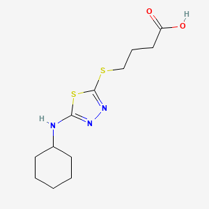 molecular formula C12H19N3O2S2 B12937474 4-{[5-(Cyclohexylamino)-1,3,4-thiadiazol-2-yl]sulfanyl}butanoic acid CAS No. 98152-14-8