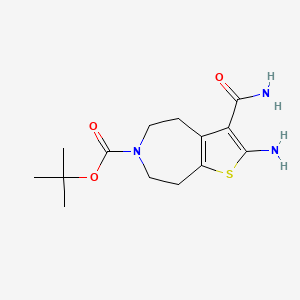 molecular formula C14H21N3O3S B12937566 tert-Butyl 2-amino-3-carbamoyl-4,5,7,8-tetrahydro-6H-thieno[2,3-d]azepine-6-carboxylate 