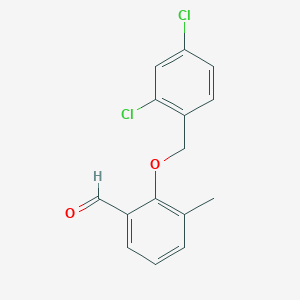 molecular formula C15H12Cl2O2 B12938282 2-((2,4-Dichlorobenzyl)oxy)-3-methylbenzaldehyde 