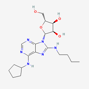 molecular formula C19H30N6O4 B12938352 (2R,3R,4S,5R)-2-(8-(Butylamino)-6-(cyclopentylamino)-9H-purin-9-yl)-5-(hydroxymethyl)tetrahydrofuran-3,4-diol CAS No. 174365-19-6