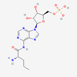 ((2R,3S,4R,5R)-5-(6-((S)-2-Aminopentanamido)-9H-purin-9-yl)-3,4-dihydroxytetrahydrofuran-2-yl)methyl dihydrogen phosphate