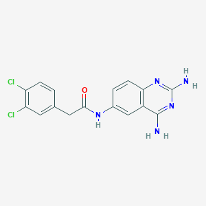 molecular formula C16H13Cl2N5O B12938492 Benzeneacetamide, 3,4-dichloro-N-(2,4-diamino-6-quinazolinyl)- CAS No. 55096-39-4