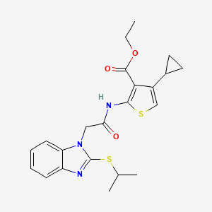 Ethyl 4-cyclopropyl-2-(2-{2-[(propan-2-yl)sulfanyl]-1H-benzimidazol-1-yl}acetamido)thiophene-3-carboxylate