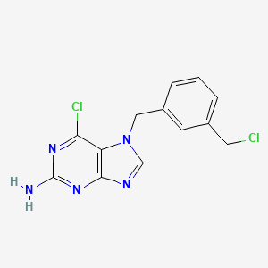 molecular formula C13H11Cl2N5 B12938848 6-Chloro-7-{[3-(chloromethyl)phenyl]methyl}-7H-purin-2-amine CAS No. 924904-14-3