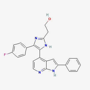 molecular formula C24H19FN4O B12939065 2-(4-(4-Fluorophenyl)-5-(2-phenyl-1H-pyrrolo[2,3-b]pyridin-4-yl)-1H-imidazol-2-yl)ethanol 