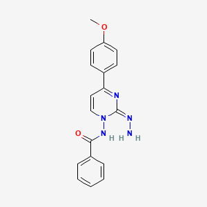 molecular formula C18H17N5O2 B12939140 N-(2-Hydrazono-4-(4-methoxyphenyl)pyrimidin-1(2H)-yl)benzamide 