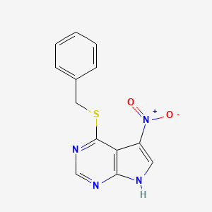 molecular formula C13H10N4O2S B12939685 4-(Benzylsulfanyl)-5-nitro-7h-pyrrolo[2,3-d]pyrimidine CAS No. 22277-05-0