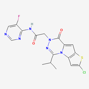 2-(4-chloro-9-oxo-12-propan-2-yl-5-thia-1,10,11-triazatricyclo[6.4.0.02,6]dodeca-2(6),3,7,11-tetraen-10-yl)-N-(5-fluoropyrimidin-4-yl)acetamide