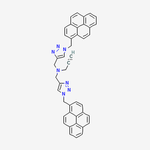 molecular formula C43H31N7 B12939768 N,N-Bis((1-(pyren-1-ylmethyl)-1H-1,2,3-triazol-4-yl)methyl)prop-2-yn-1-amine 