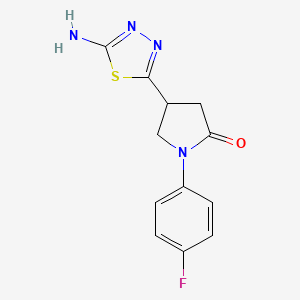 molecular formula C12H11FN4OS B1293985 4-(5-Amino-1,3,4-thiadiazol-2-yl)-1-(4-fluorophenyl)pyrrolidin-2-one CAS No. 1142202-45-6
