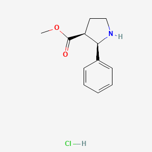 molecular formula C12H16ClNO2 B12939883 rel-(2R,3S)-Methyl 2-phenylpyrrolidine-3-carboxylate hydrochloride 