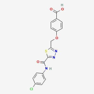 B1294000 4-[(5-{[(4-Chlorophenyl)amino]carbonyl}-1,3,4-thiadiazol-2-yl)methoxy]benzoic acid CAS No. 1142210-59-0