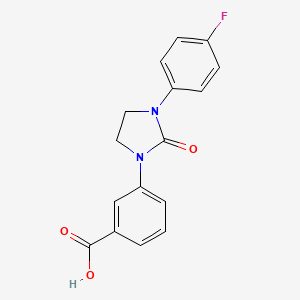 molecular formula C16H13FN2O3 B12940011 Benzoic acid, 3-[3-(4-fluorophenyl)-2-oxo-1-imidazolidinyl]- CAS No. 651749-11-0