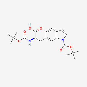 molecular formula C21H28N2O6 B12940017 (R)-3-(1-(tert-Butoxycarbonyl)-1H-indol-6-yl)-2-((tert-butoxycarbonyl)amino)propanoic acid 