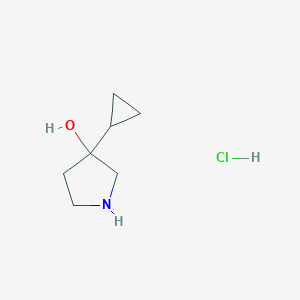 molecular formula C7H14ClNO B12940175 3-Cyclopropylpyrrolidin-3-ol hydrochloride 