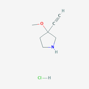 molecular formula C7H12ClNO B12940181 3-Ethynyl-3-methoxypyrrolidine hydrochloride 