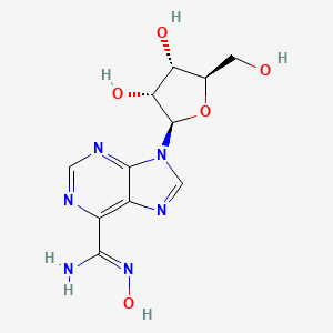 molecular formula C11H14N6O5 B12940183 9-((2R,3R,4S,5R)-3,4-Dihydroxy-5-(hydroxymethyl)tetrahydrofuran-2-yl)-N-hydroxy-9H-purine-6-carboximidamide 