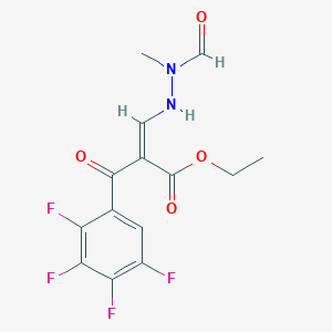 B129402 2,3,4,5-Tetrafluoro-alpha-[(2-formyl-2-methylhydrazinyl)methylene]-beta-oxobenzenepropanoic Acid Ethyl Este CAS No. 100276-64-0