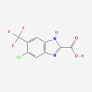 molecular formula C9H4ClF3N2O2 B12940215 5-Chloro-6-(trifluoromethyl)-1H-benzimidazole-2-carboxylic acid CAS No. 827042-61-5