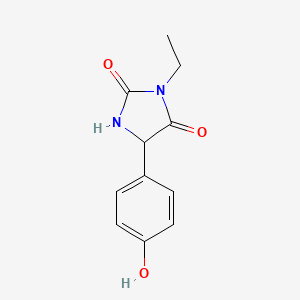 molecular formula C11H12N2O3 B12940303 3-Ethyl-5-(4-hydroxyphenyl)imidazolidine-2,4-dione CAS No. 61347-21-5