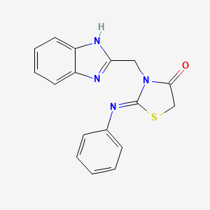 molecular formula C17H14N4OS B12940321 (2Z)-3-[(1H-Benzimidazol-2-yl)methyl]-2-(phenylimino)-1,3-thiazolidin-4-one CAS No. 89334-78-1