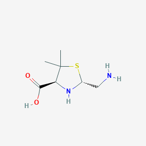 molecular formula C7H14N2O2S B12940432 D-2-(Aminomethyl)-5,5-dimethyl-4-thiazolidinecarboxylic Acid 