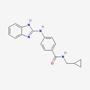 molecular formula C18H18N4O B12940433 4-[(1H-Benzimidazol-2-yl)amino]-N-(cyclopropylmethyl)benzamide CAS No. 917763-79-2