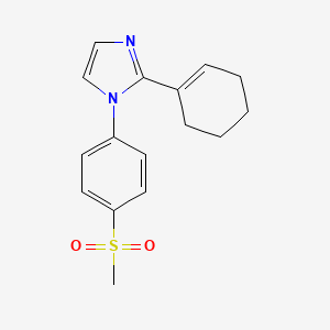 molecular formula C16H18N2O2S B12940520 2-(Cyclohex-1-en-1-yl)-1-[4-(methanesulfonyl)phenyl]-1H-imidazole CAS No. 872544-82-6