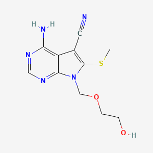 7H-Pyrrolo(2,3-d)pyrimidine-5-carbonitrile, 4-amino-7-((2-hydroxyethoxy)methyl)-6-(methylthio)-