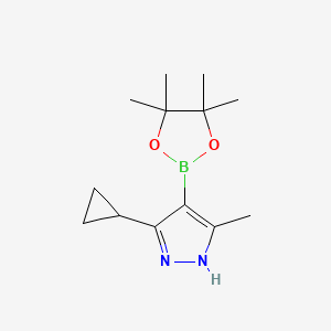 molecular formula C13H21BN2O2 B12940541 3-Cyclopropyl-5-methyl-4-(4,4,5,5-tetramethyl-1,3,2-dioxaborolan-2-yl)-1H-pyrazole 