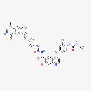 molecular formula C40H33ClN6O8 B12940607 N-((4-((7-Carbamoyl-6-methoxynaphthalen-1-yl)oxy)phenyl)carbamoyl)-4-(3-chloro-4-(3-cyclopropylureido)phenoxy)-7-methoxyquinoline-6-carboxamide 