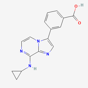 molecular formula C16H14N4O2 B12940621 3-[8-(Cyclopropylamino)imidazo[1,2-a]pyrazin-3-yl]benzoic acid CAS No. 787591-21-3