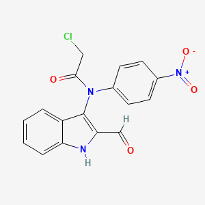 molecular formula C17H12ClN3O4 B12940715 2-chloro-N-(2-formyl-1H-indol-3-yl)-N-(4-nitrophenyl)acetamide CAS No. 658041-39-5