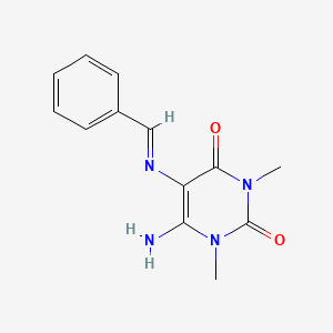 molecular formula C13H14N4O2 B12940958 6-Amino-5-(benzylideneamino)-1,3-dimethylpyrimidine-2,4(1H,3H)-dione CAS No. 60228-89-9