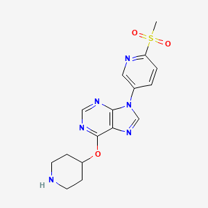 molecular formula C16H18N6O3S B12940970 9-[6-(Methanesulfonyl)pyridin-3-yl]-6-[(piperidin-4-yl)oxy]-9H-purine CAS No. 832717-12-1